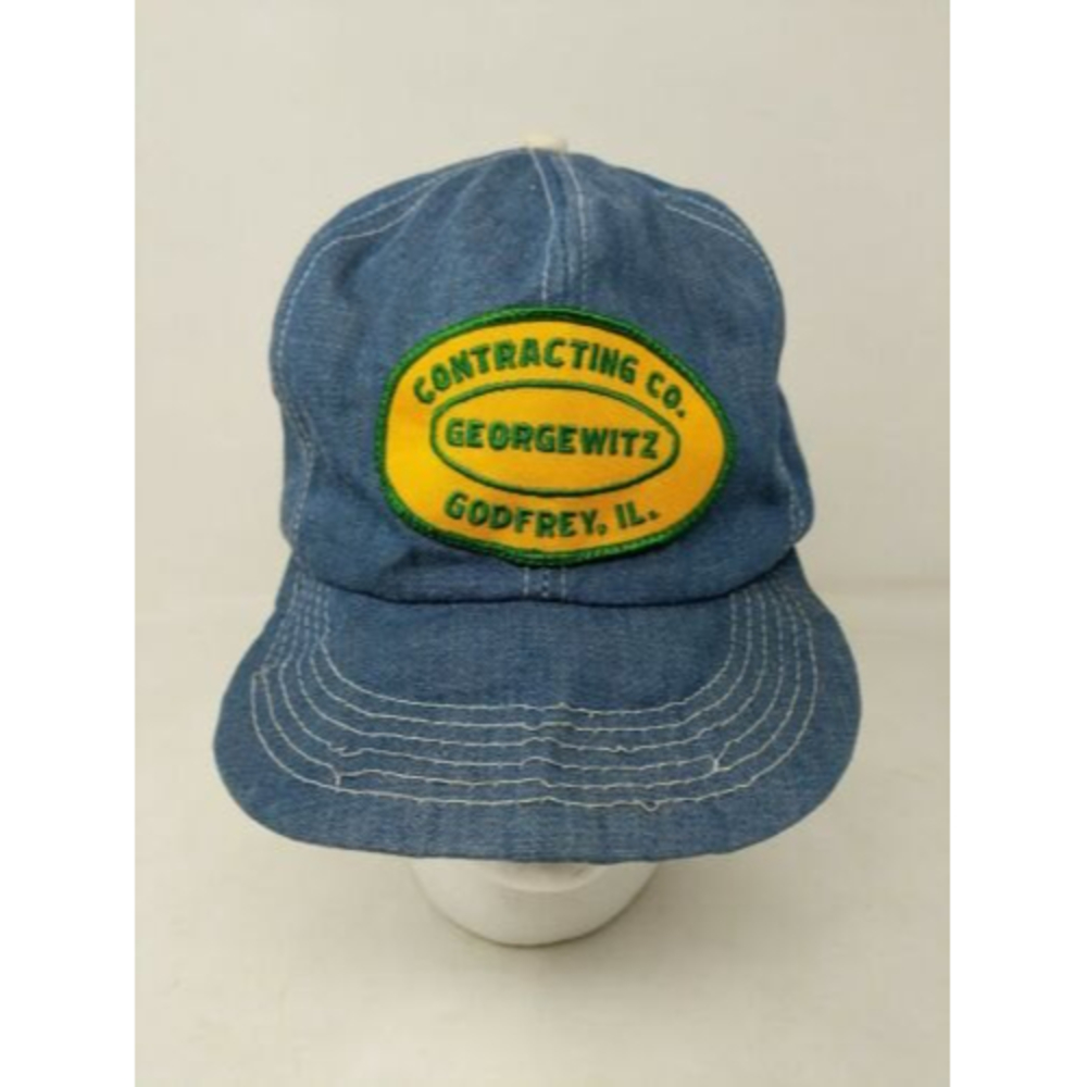 K-Brand Georgewitz Construction Rural Farm Cap Hat‎ Denim Patch Snapback USA VTG